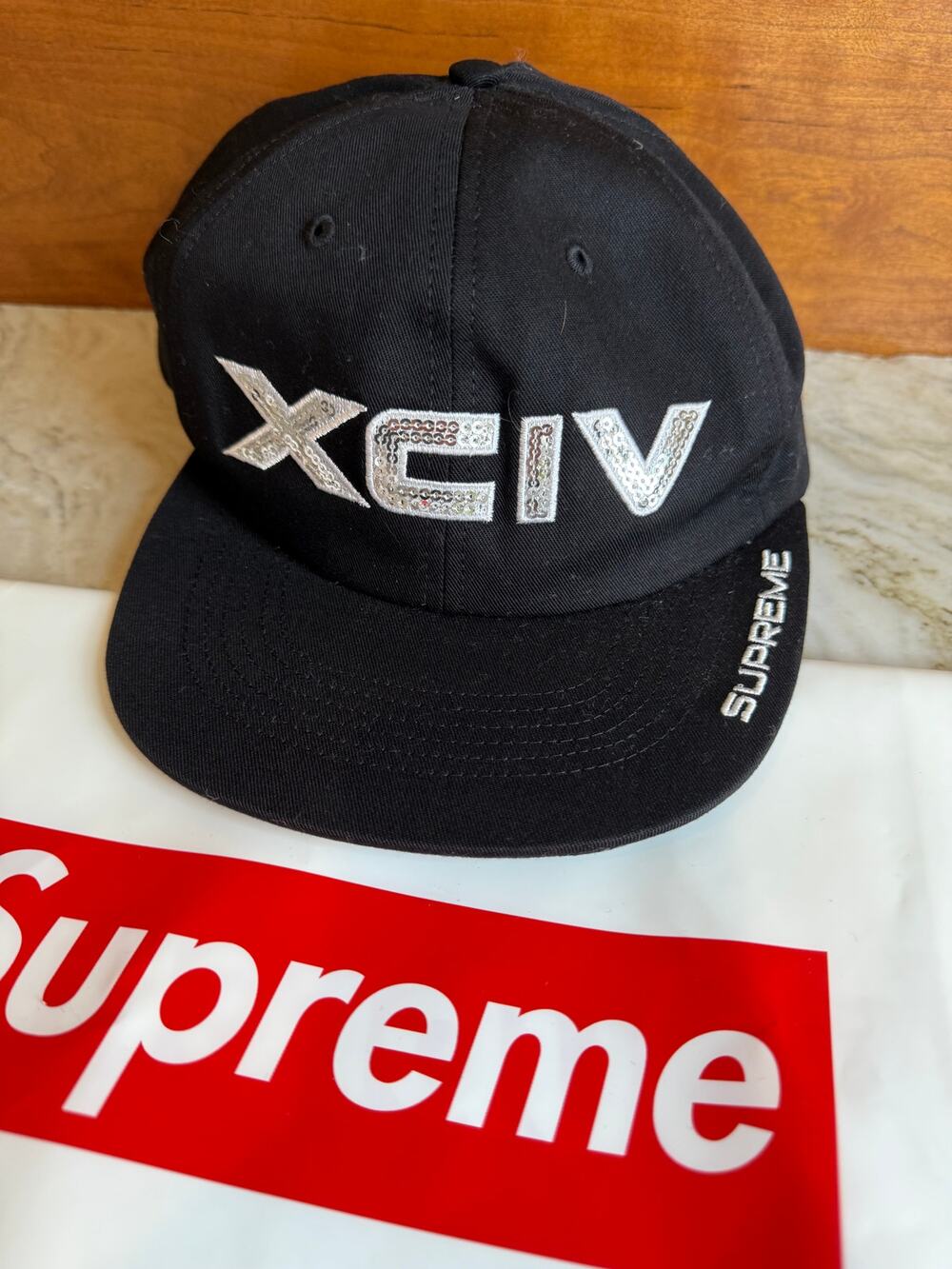 Supreme XCIV Logo Panel Hat Cap Black